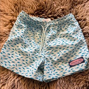 Vineyard Vines Aqua Shark Pattern Swim Trunks